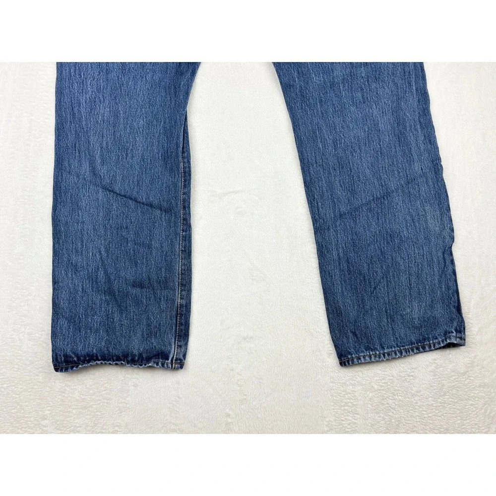 Levis 501 Mens Jeans 36x30 Clean Distressed Festival faded Indigo Blue Denim